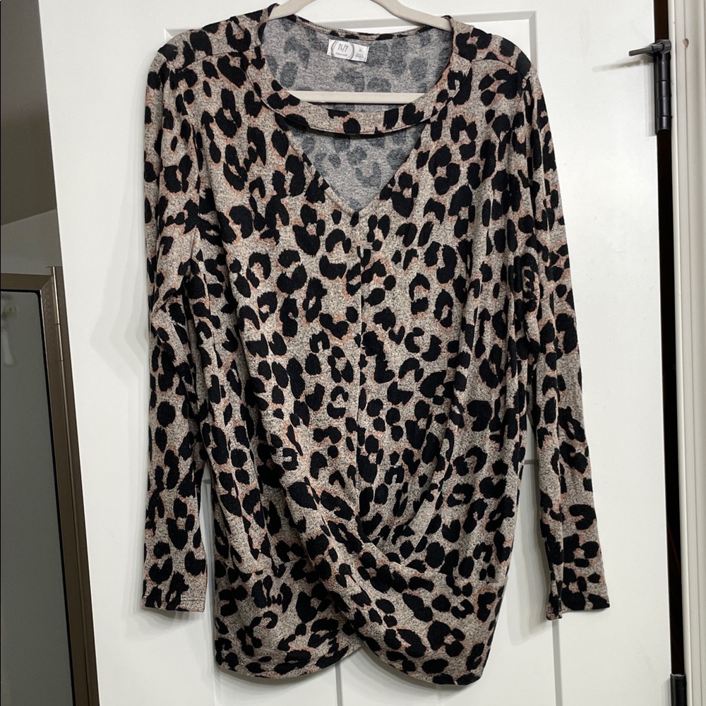 Maurices Black and Tan Animal Print Blouse